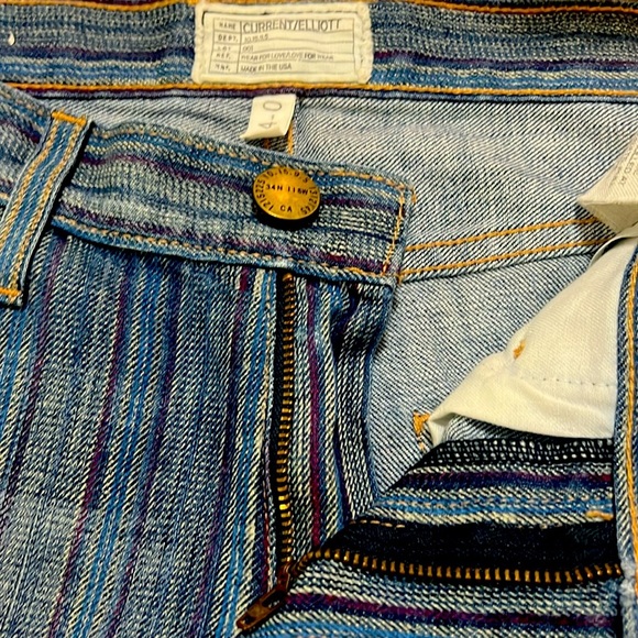 Current/Elliott Striped Blue Ankle Jeans ๐ - Picture 1 of 8